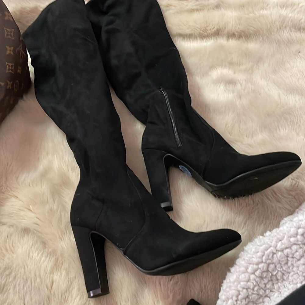 👢MACYS ®AWESOME Over the Knee Black Boots NEW Size 6 1/2👢
